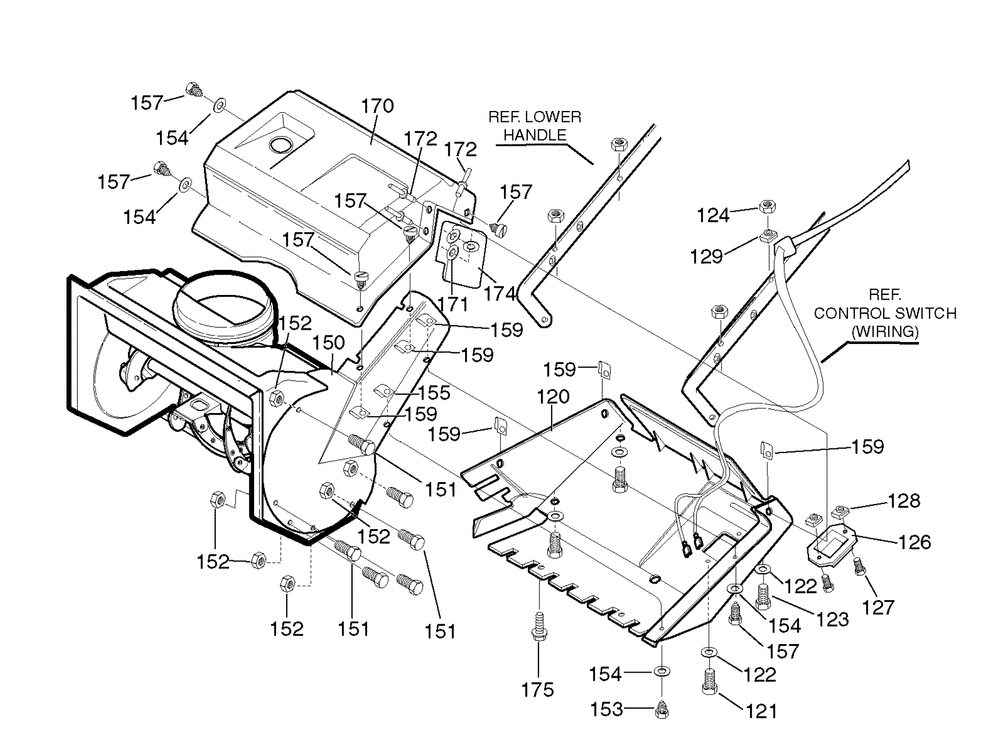 Belt Cover Assembly Diagram and Parts List for 1695716 2009 Briggs and Stratton Snow Blower